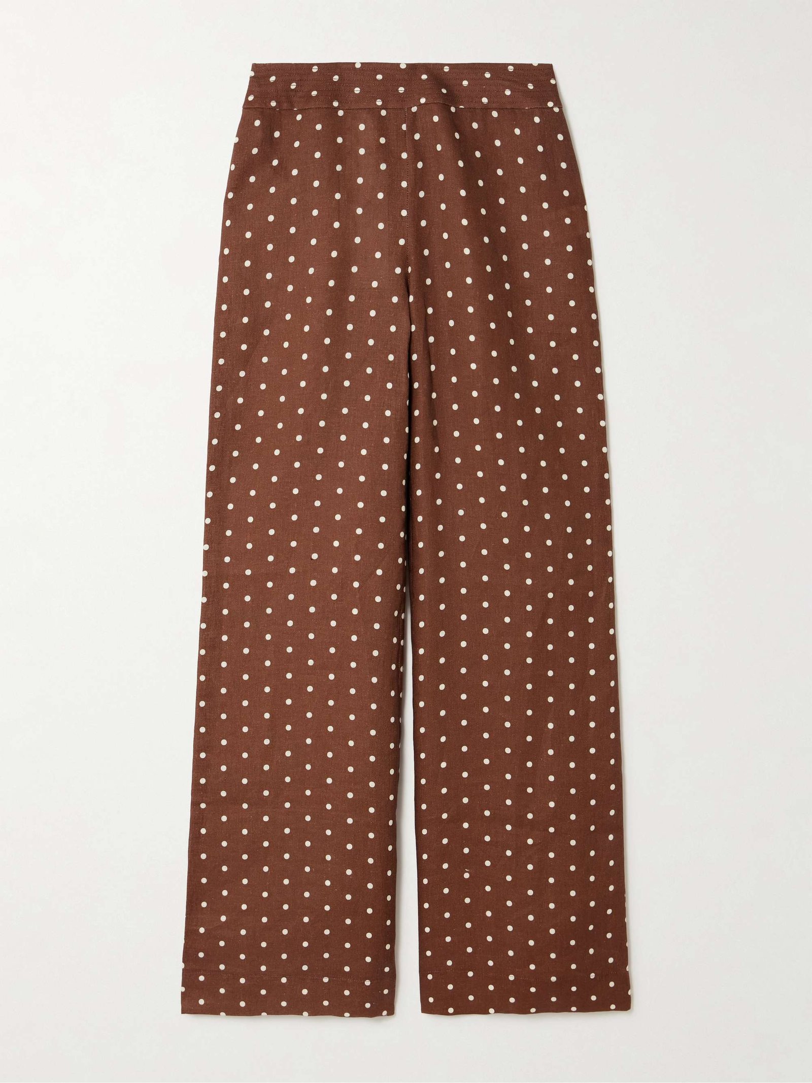 Josephine Polka-Dot Linen Wide-Leg Pants