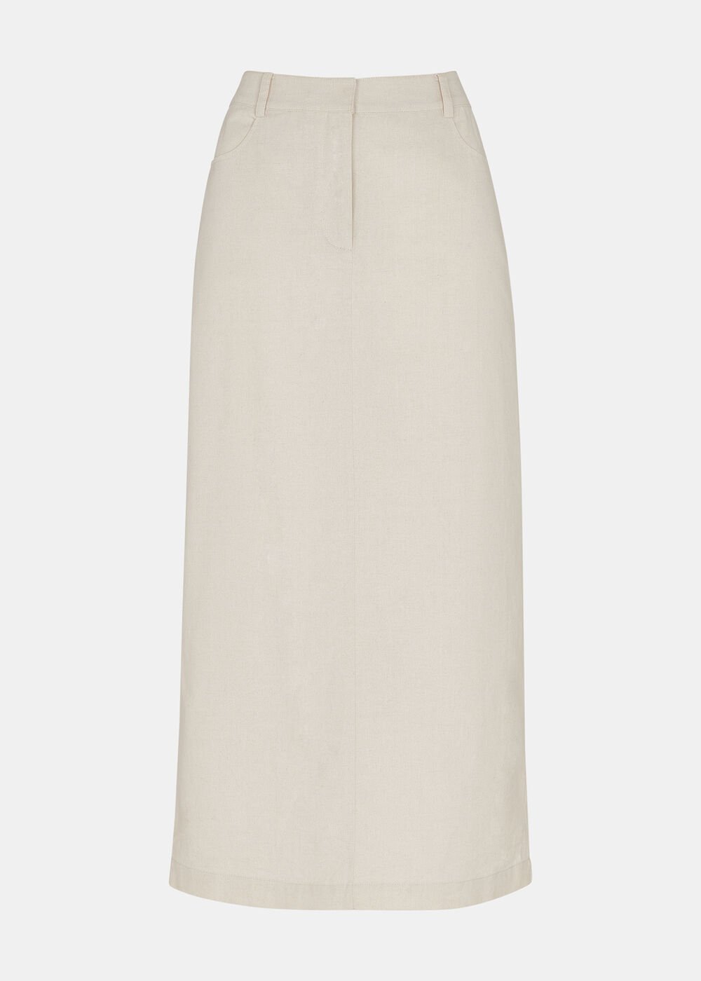 Oatmeal Abigail Linen Blend Midi Skirt