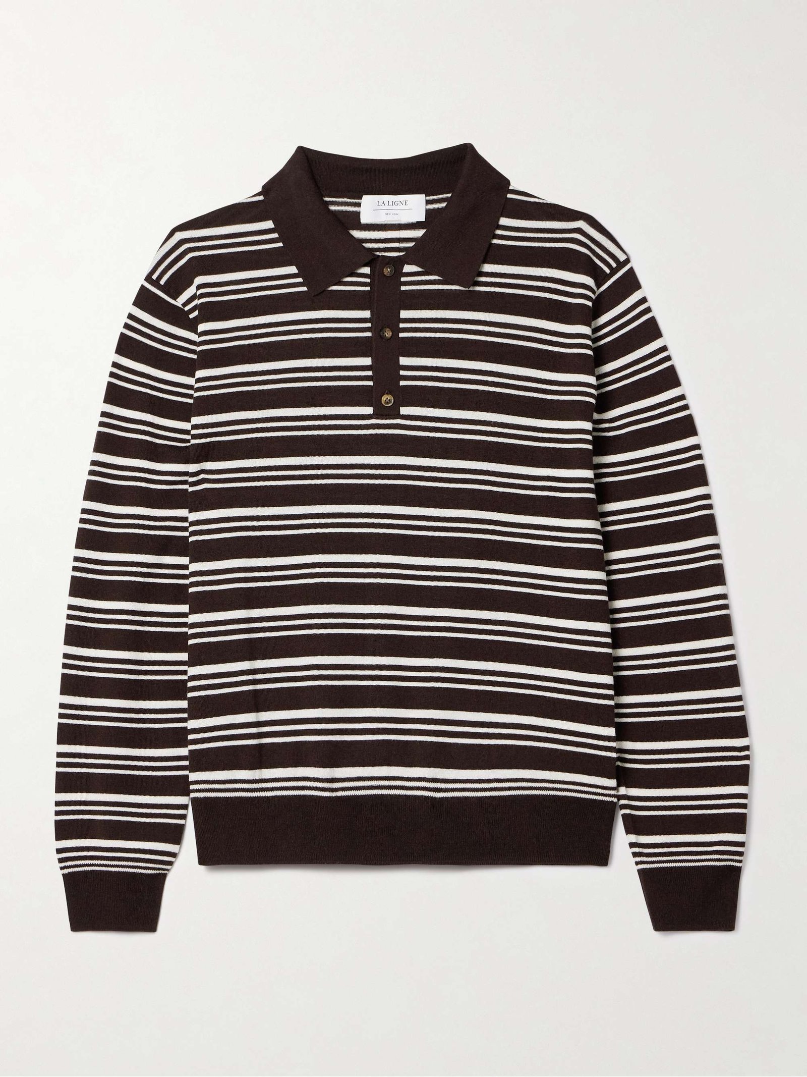 Striped Silk, Wool and Cashmere-Blend Polo Sweater