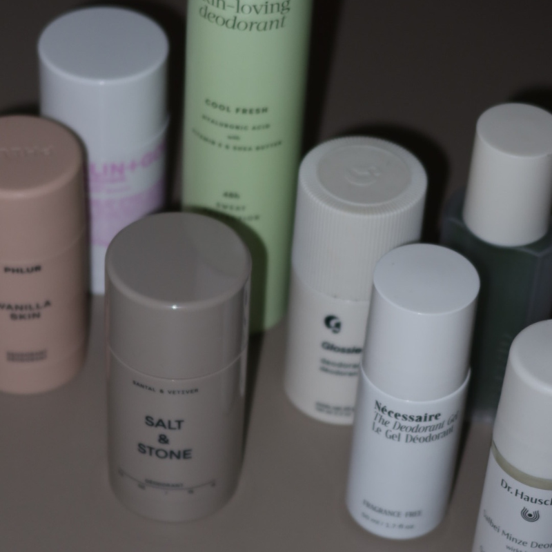 A close up photo of some of best deodorants for women, from Salt & Stone to Necessaire