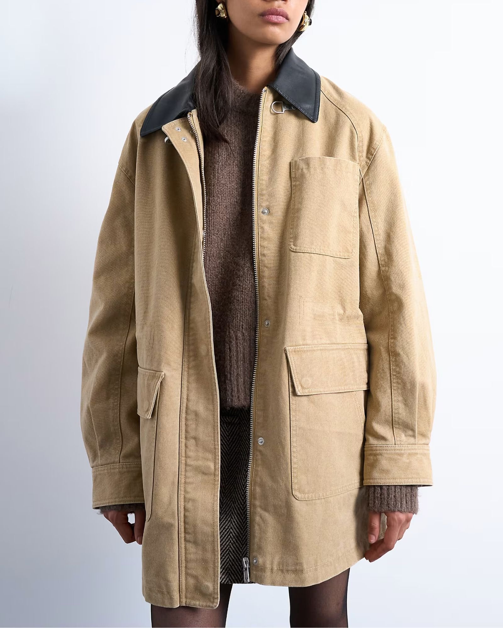 Topshop Barn Jacket With Buckle Detail