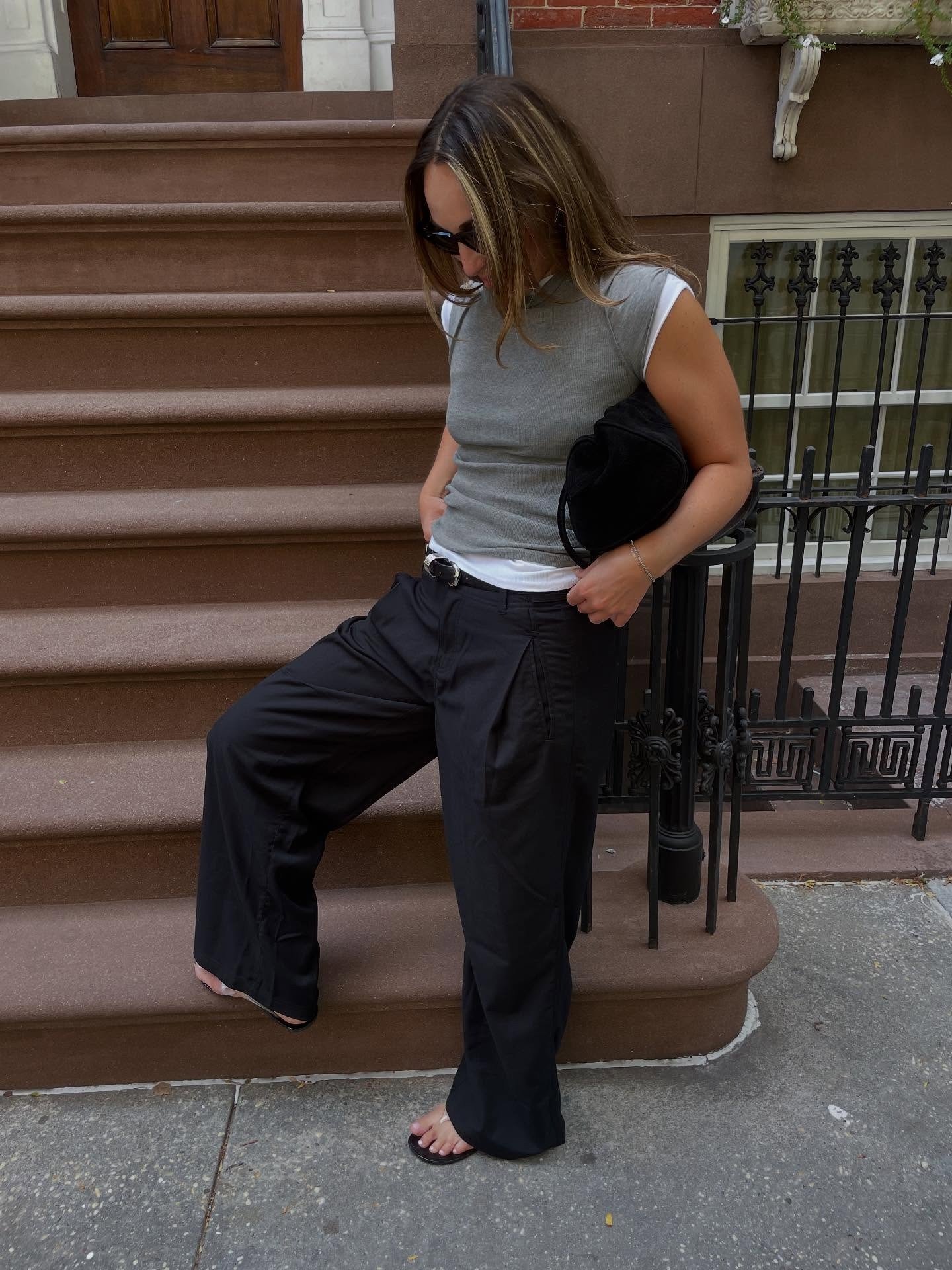 Anna LaPlaca wearing the T-shirt layering trend
